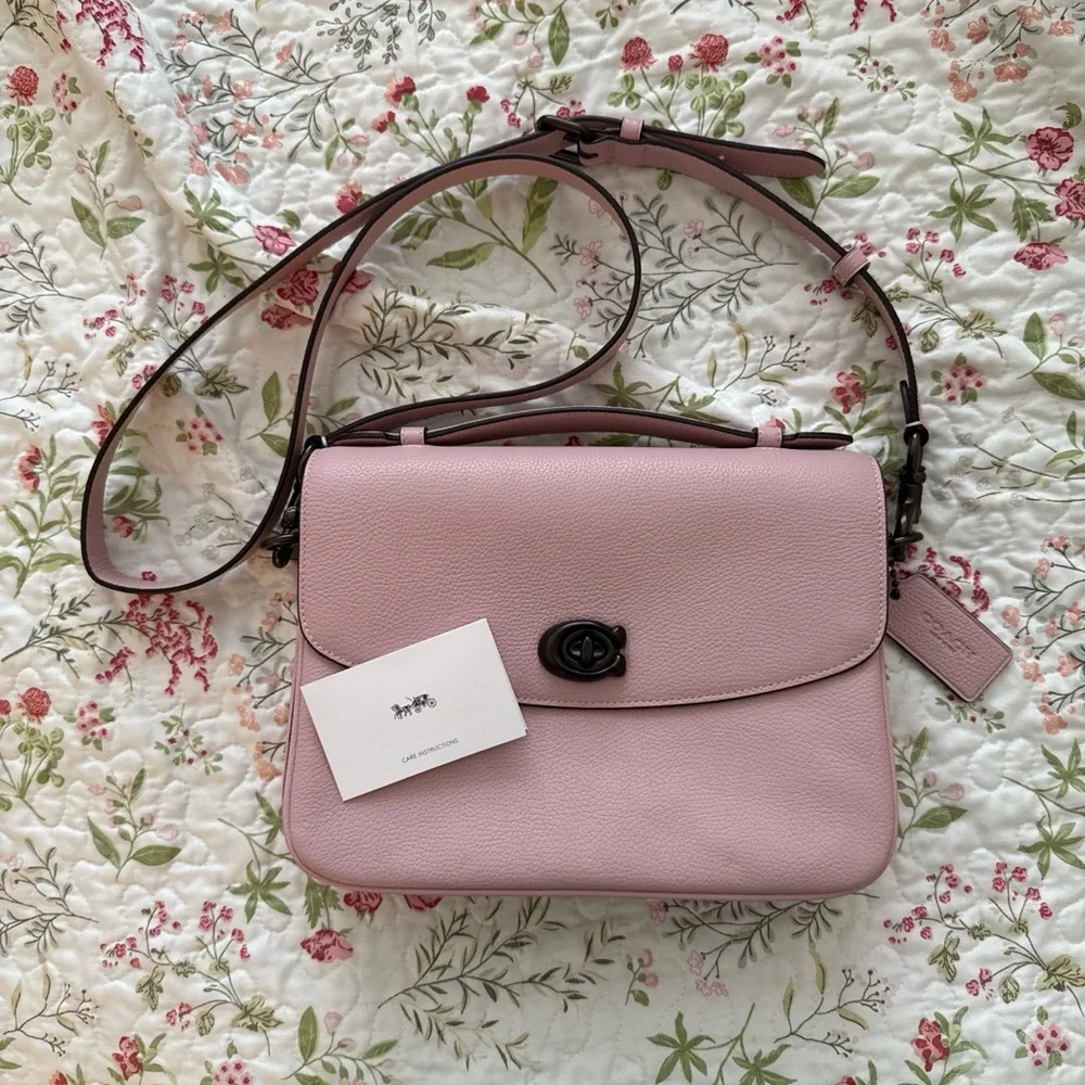 Coach Pink Pebbled Leather Turnlock Crossbody - Picture 1 of 10